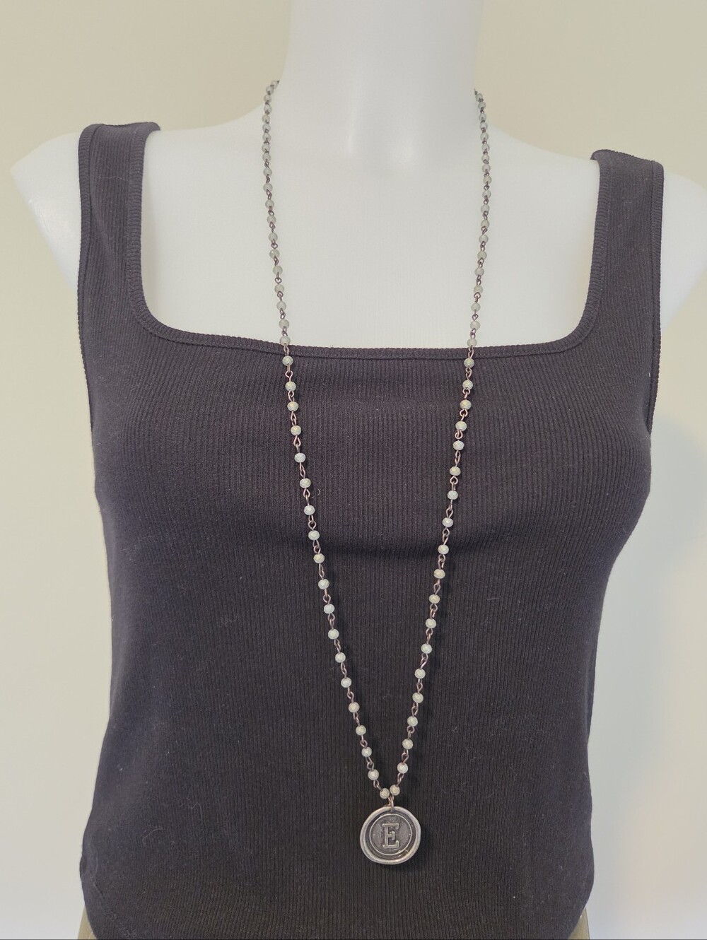 Melania Clara E Initial Long Maya Necklace